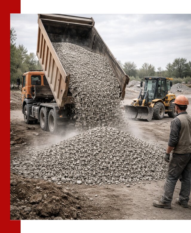 Доставка щебня в Энгельс крупными и мелкими фракциями