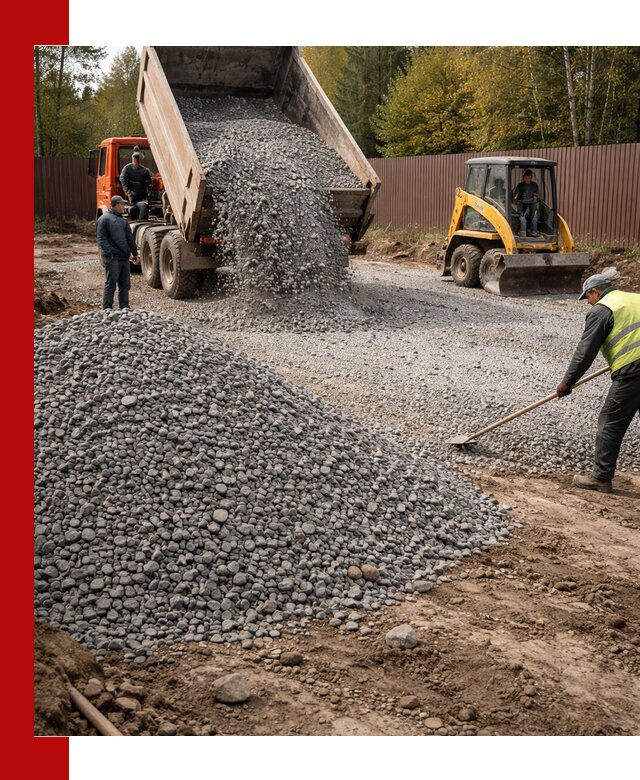 Отсыпка участка щебнем с доставкой и уплотнением в Энгельс